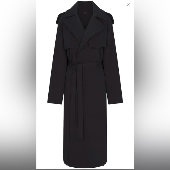 SKIMS Boyfriend Fleece Oversized Trench Coat Onyx Black Size 2X NWT - Picture 2 of 13